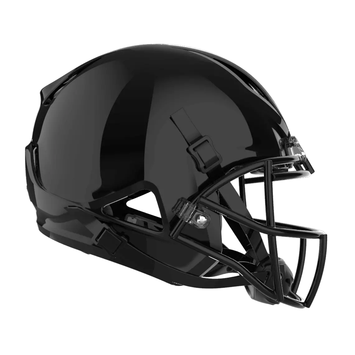 Side facing view Shadow XR black facemask.